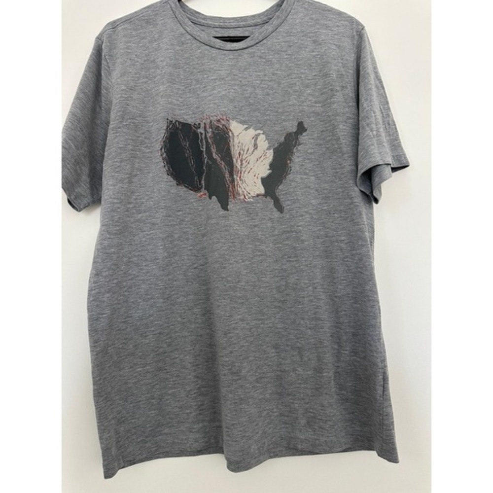 Sitka T-Shirt Large Mens Heather Gray Short Sleeve USA Map Graphic Performance‎